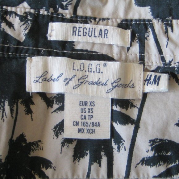 H & M L.O.G.G. Black Palm Tree Hawaiian Short Sleeve Size XS - Picture 3 of 3